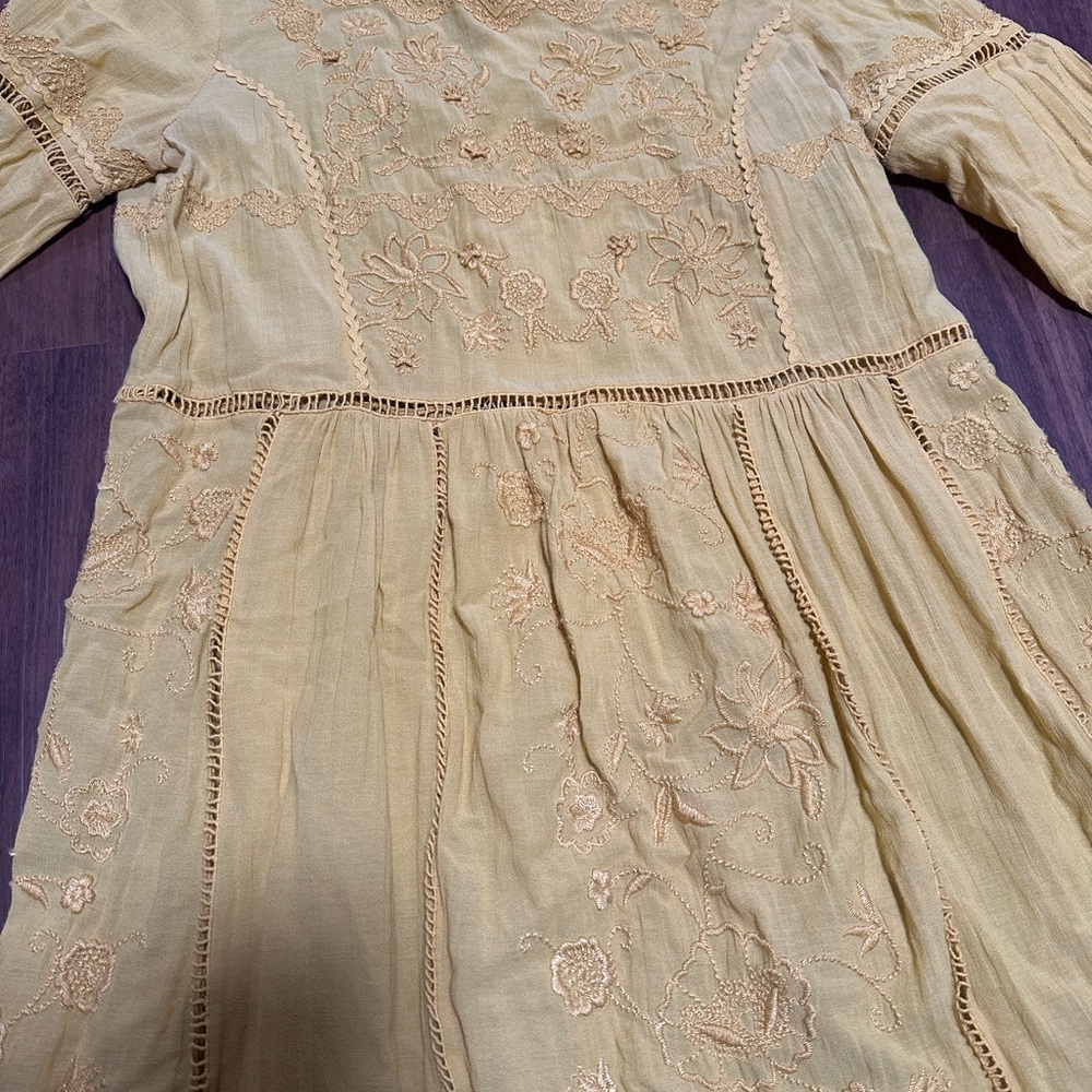 Anthropologie Akemi + Kin Mustard Yellow Dress With Slip - Picture 3 of 12